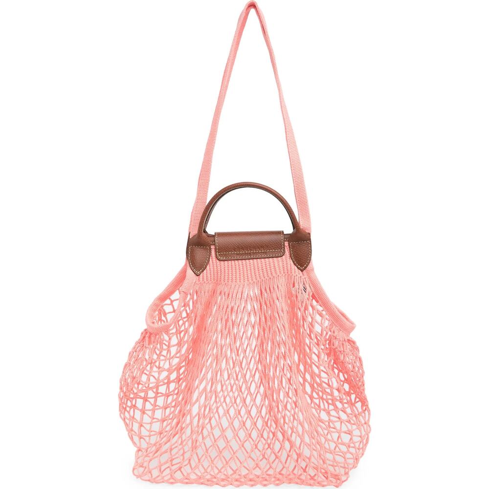 Longchamp Le Pliage Filet Mesh Knit Shoulder Bag in Blush - Picture 2 of 5